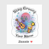 Custom Sticker | Retro Octopus | Name & Text (Feuille)