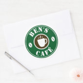 Custom stickers with coffee cup and beans logo (Enveloppe)