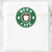 Custom stickers with coffee cup and beans logo (Sac)