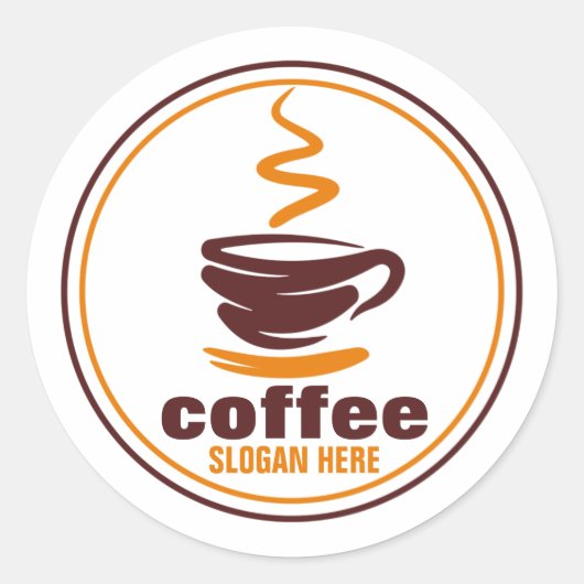 Custom stickers with coffee cup and beans logo (Devant)