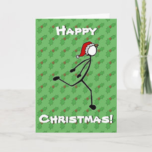 Custom Stickman Runner kerstkaart Holly Berry Feestdagen Kaart