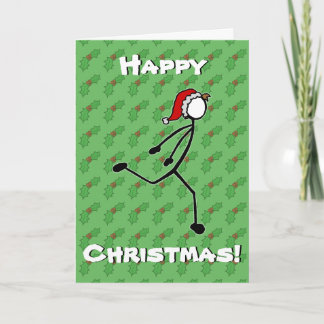 Custom Stickman Runner kerstkaart Holly Berry Feestdagen Kaart