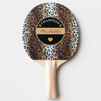 Custom Stijlvol Bruin Zwart Wit Luipaard Kampioen Tafeltennisbatje