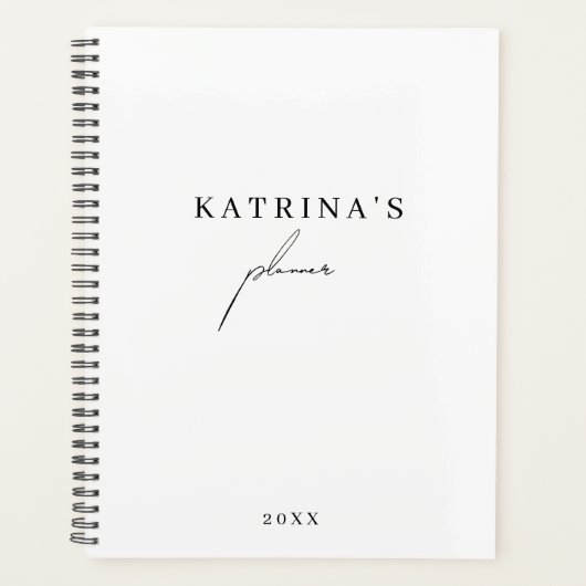 Custom Stijlvol Wit Zwart Minimalistisch Script Planner (Voorkant)