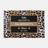 Custom Stijlvolle Bruin Zwart Wit Luipaard Print Deurmat (Voorkant)