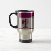 Custom Stijlvolle Roze Naam Monogram Letter (H) Reisbeker (Links)