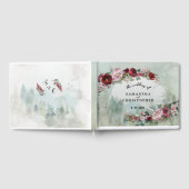 Custom Stoffig Roos Bourgogne Woodland Wedding Gastenboek (Volledig)