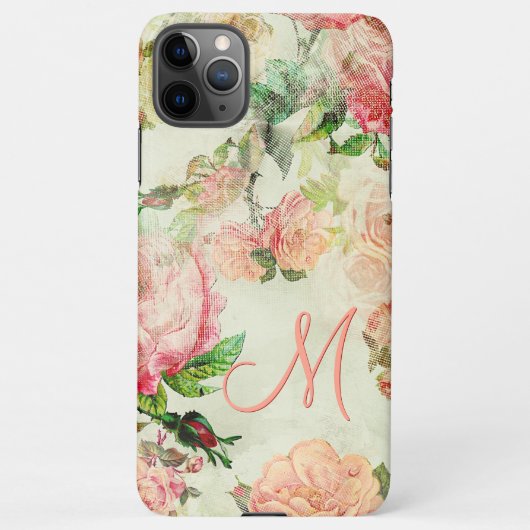 Custom Stoffig Roze Bloemen Roos Patroon iPhone Hoesje (Achterkant)