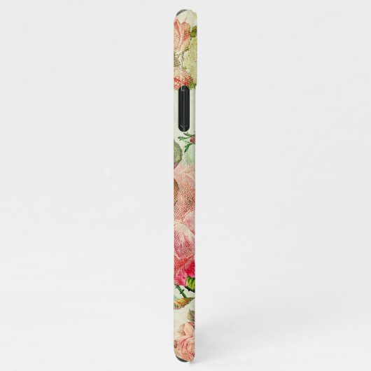 Custom Stoffig Roze Bloemen Roos Patroon iPhone Hoesje (Rechterkant)