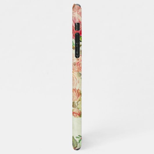 Custom Stoffig Roze Bloemen Roos Patroon iPhone Hoesje (Linkerkant)