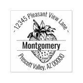 Custom Strawberry Artwork Circular Address Zelfinktende Stempel (Design)