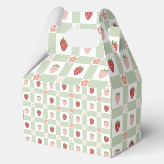 Custom Strawberry Gingham Birthday Bedankdoosjes (Achterkant)