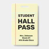 Custom Student Hall Pass Badge (Achterkant)