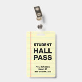 Custom Student Hall Pass Badge (Achterkant met clip)