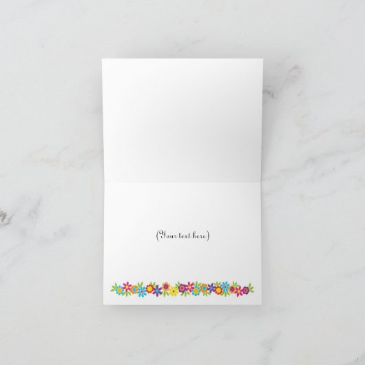 Custom Sugar Skulls and Flowers Note Card Kaart (Binnen)