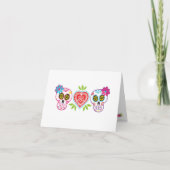 Custom Sugar Skulls and Flowers Note Card Kaart (Voorkant)