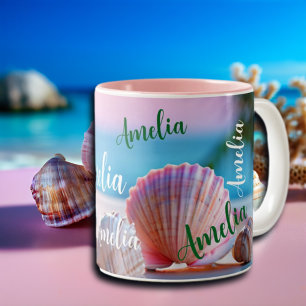 Custom Summer Beach Elegant Tweekleurige Koffiemok
