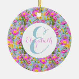 Custom Summer Cottage Tuin Blauw Keramisch Ornament