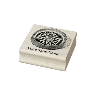 Custom Sunburst Compass Rustic Small Business Rubberstempel