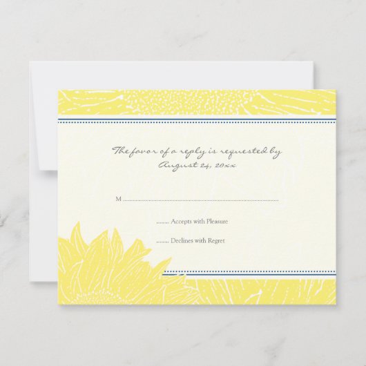 ::custom : Sunflower Carte RSVP : Marine & Jaune (Devant)