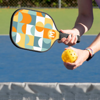 Custom Sunny Oranje Blauwgroen Blue Retro Art Patt Pickleball Paddle