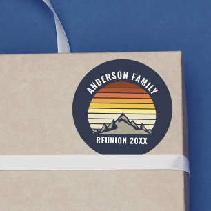 Custom Sunset Mountain Family Reunion Ronde Sticker