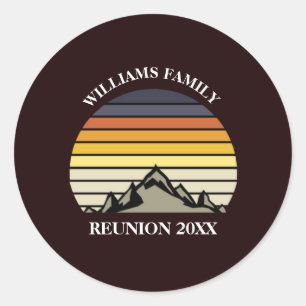 Custom Sunset Mountain Family Reunion Ronde Sticker