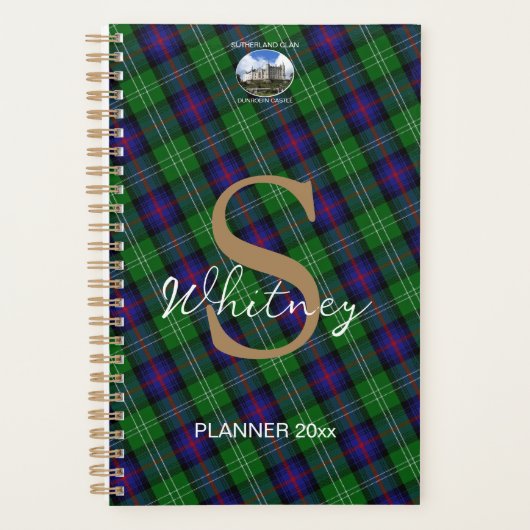 Custom Sutherland Schotse Tartan Maandelijks Weekb Planner (Voorkant)