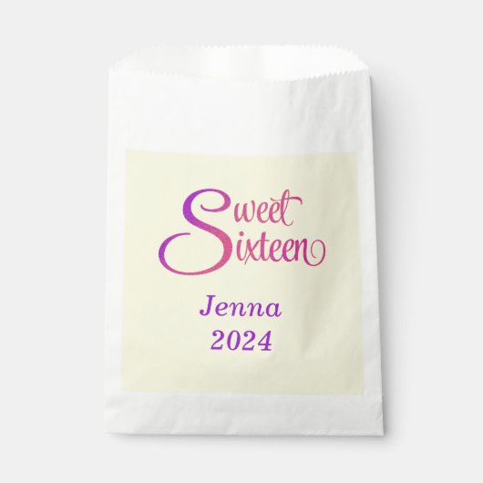 Custom Sweet Sixteen Naam en Jaar Traktzak Bedankzakje (Voorkant)