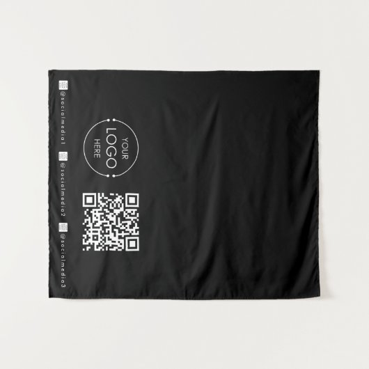 Custom Table Runner Banner Black Business QR Code Wandkleed (Voorkant (horizontaal))