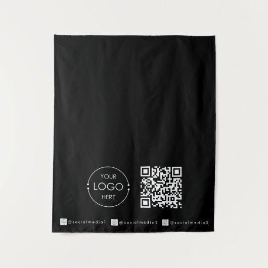 Custom Table Runner Banner Black Business QR Code Wandkleed (Voorkant)