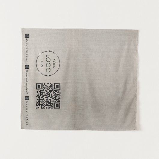 Custom Table Runner Banner Linen Business QR Code Wandkleed (Voorkant (horizontaal))