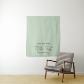 Custom Table Runner Banner Modern Script Green Wandkleed (In situ)