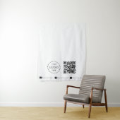 Custom Table Runner Banner White Business QR Code Wandkleed (In situ)