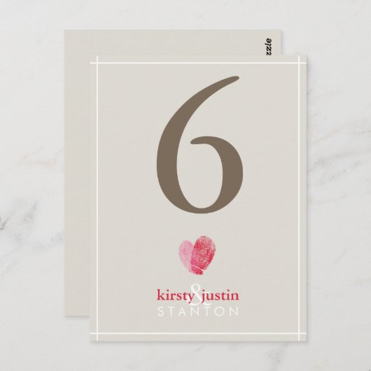 CUSTOM TAFELNUMMER schattige moderne vingerafdruk  (Voorkant / Achterkant)