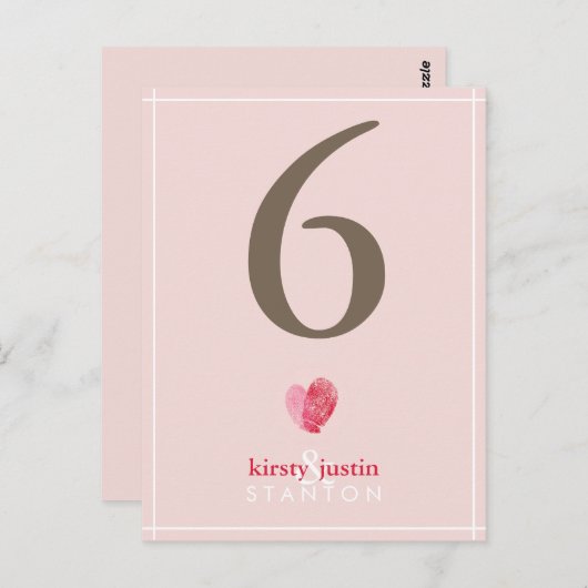 CUSTOM TAFELNUMMER schattige moderne vingerafdruk  (Voorkant / Achterkant)