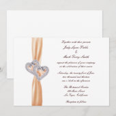 Custom Tangerine Hearts Bruiloft uitnodiging (Voorkant / Achterkant)