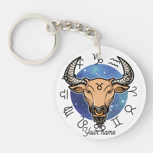 Custom Taurus & Virgo Zodiac Keychain (Voorkant)