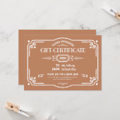 Custom Teacher Appreciation Gift Certificate Card Kaart (Voorkant / Achterkant in situ)