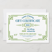 Custom Teacher Appreciation Gift Certificate Kaart (Voorkant)