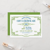 Custom Teacher Appreciation Gift Certificate Kaart (Voorkant / Achterkant in situ)