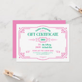 Custom Teacher Appreciation Gift Certificate Kaart (Voorkant / Achterkant in situ)