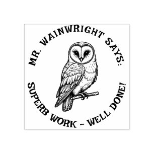 Custom Teacher Barn Owl Stamp – Schattige "Superb Rubberstempel
