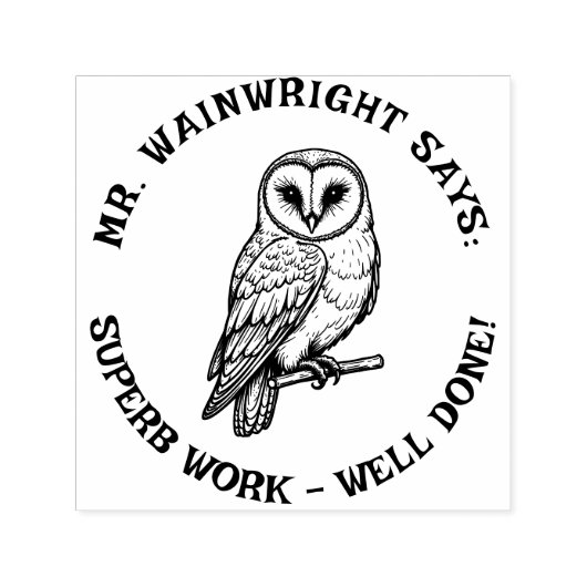 Custom Teacher Barn Owl Stamp – Schattige "Superb  Zelfinktende Stempel (Design)