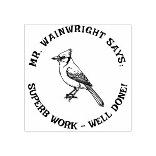 Custom Teacher Blue Jay Stamp Schattige "Superb Wo Rubberstempel