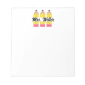 Custom Teacher Drie Potlood Ontwerp met Naam Notitieblok (Voorkant)