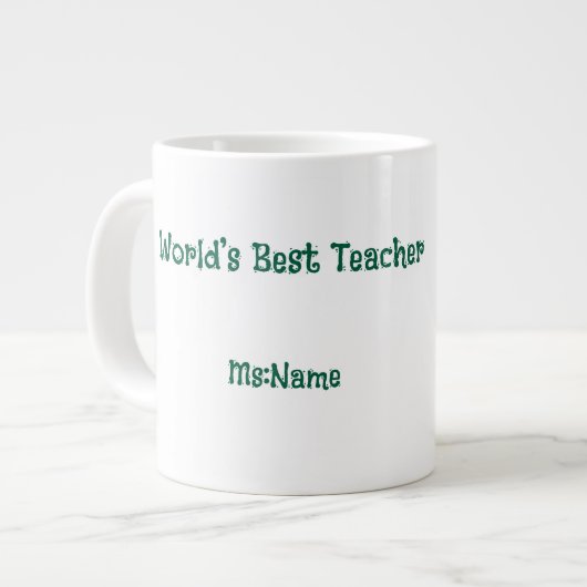Custom Teacher Gift Mug  Extra Grote Beker (Voorkant links)