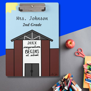 Custom Teacher Grade School House Klembord