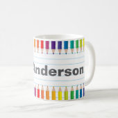 Custom Teacher Name Colorful Pencils Mug (Devant droit)