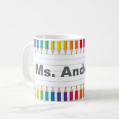 Custom Teacher Name Colorful Pencils Mug (Devant gauche)
